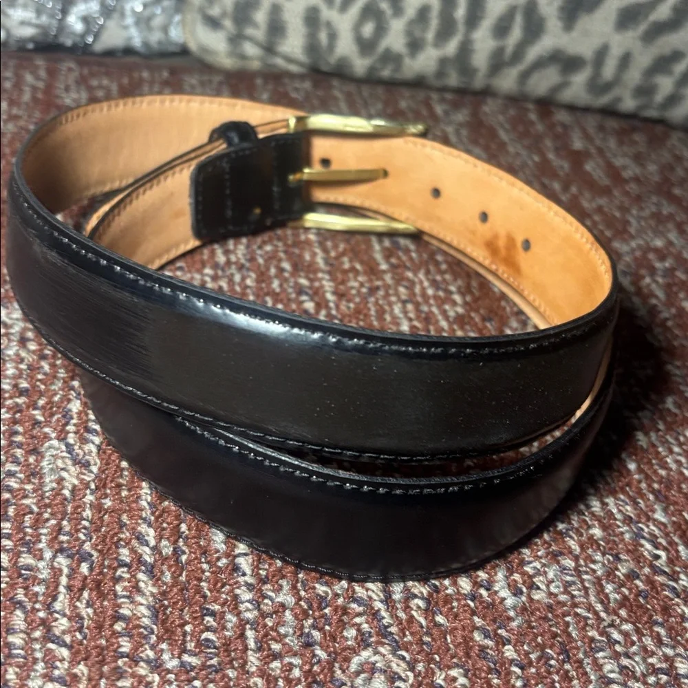 Martin Dingman smooth supple soft mens leather classic belt gold tone buckle